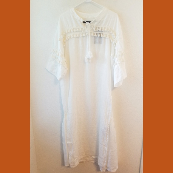 Levi's Made & Crafted White Linen Boho Midi Dre… - Picture 2 of 8